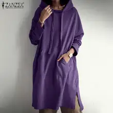 

ZANZEA Female Hooded Split Traksuits Tunic Women Fashion Solid Hoodies Autumn Sweatshirt Casual Long Sleeve Pullovers Oversized