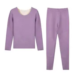 Women's Seamless Double - Layer Thermal Underwear Set - 2 Piece - XXXL(75 - 88kg) (Women purple)
