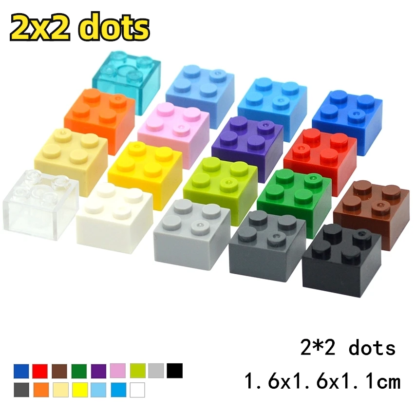 50PCS DIY 2x2 Dots Building Blocks Thick Figures Bricks Educational Creative Size 2*2 Dots Compatible With 3003 Toy for Children Screwing Blocks