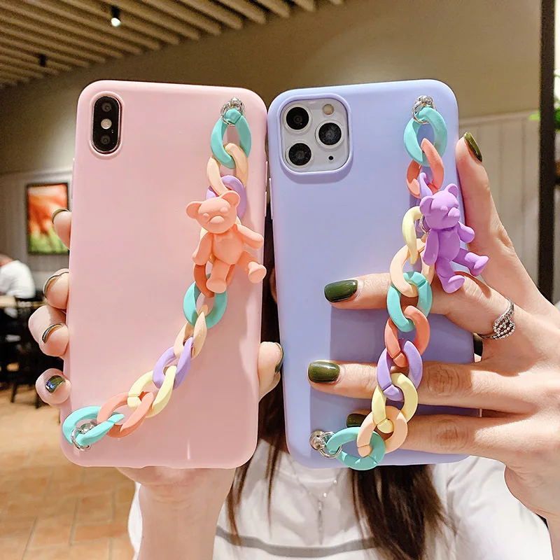 Wrist Strap Chain Phone Case For Samsung Galaxy A11 A21 A31 A41 A51 A71 A01 Core A10 A20 A20E A30 A30S A40 A50 A70 Soft Cover | Мобильные