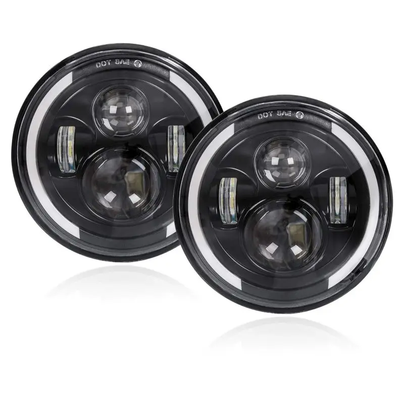 

1 Pcs 7 Inch LED Headlight H4 Hi-Lo With Halo Angel Eyes Car Lights Fit for Lada 4x4 urban Niva