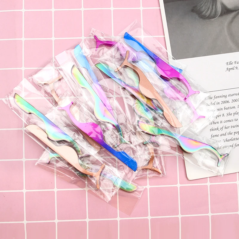 False Eyelash 1pc Tweezers False Eyelashes Applicator Eyelash Extension Curler Nipper Auxiliary Clamp Makeup Forceps Tools