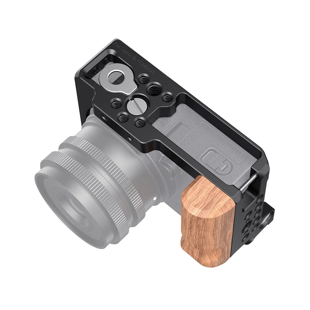 SmallRig Cage With Wooden Handgrip for SIGMA fp Camera Cage With Cold Shoe  Mount Video Shooting Cage Kit - 2518