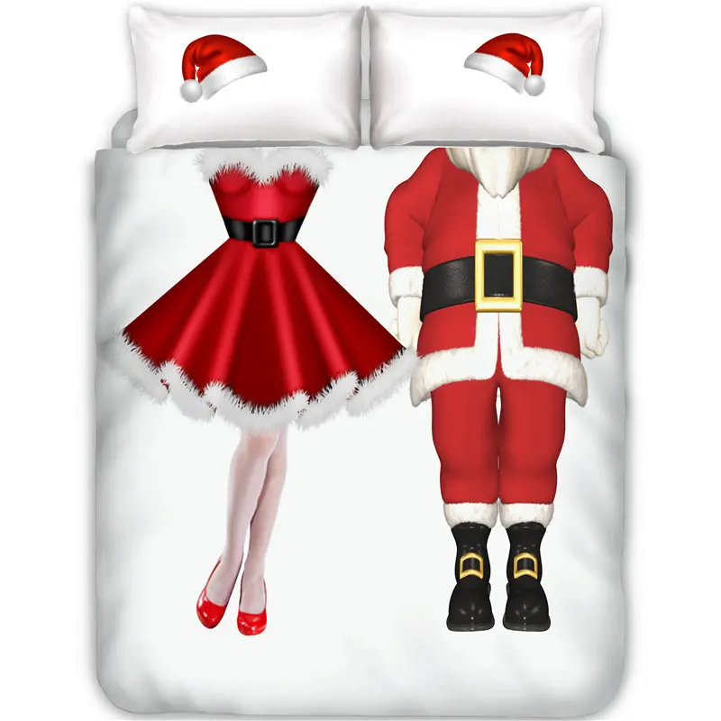 Santa Couple Рождественское постельное белье, пододеяльник, наволочка, набор двойной/Полный/queen/King size, праздничный Декор для спальни(без простыни, без наполнения - Цвет: Santa Couple