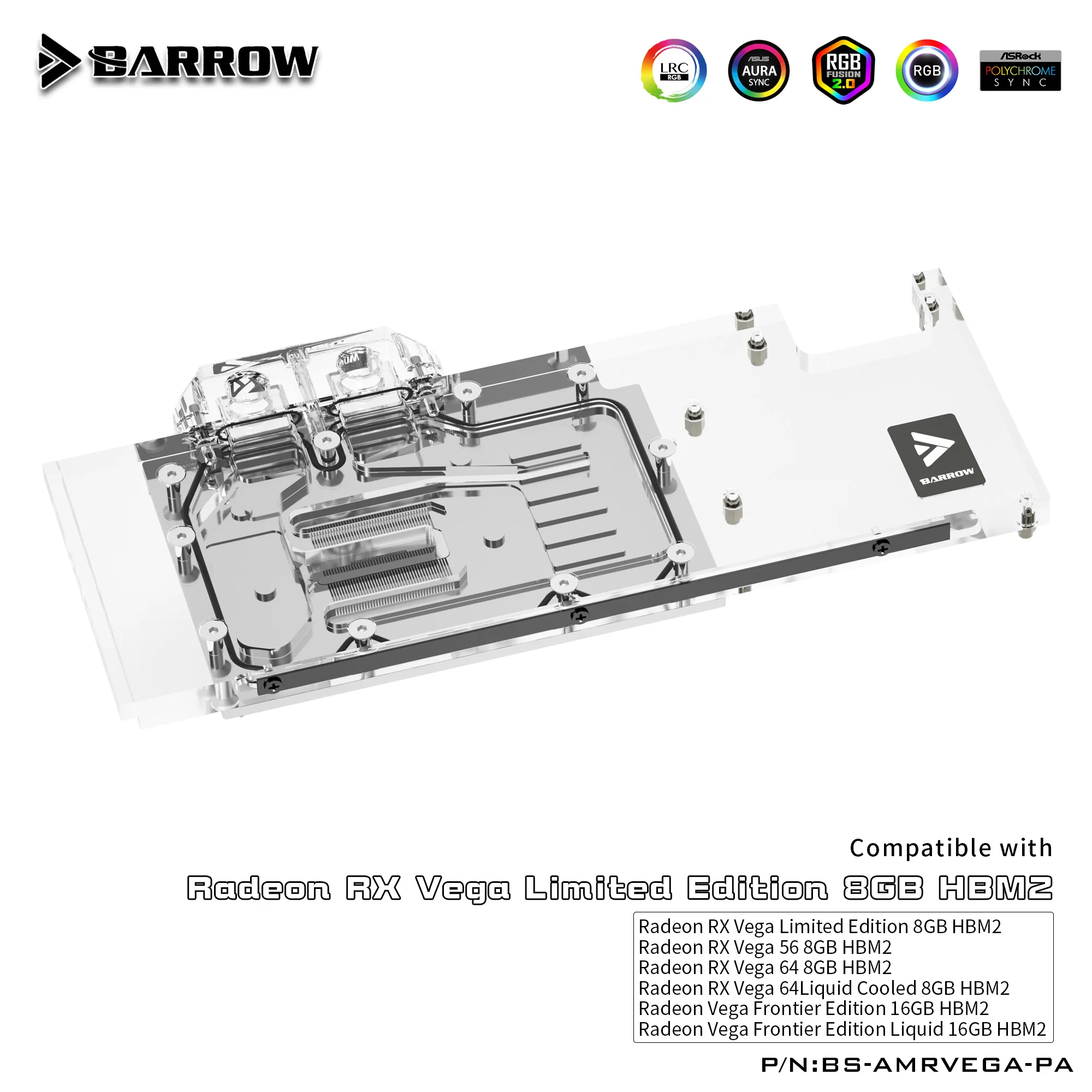 BARROW Full Cover Graphics Card Block use for AMD Radeon RX VEGA 64 / Public Version VEGA 56 Frontier GPU Radiator Copper Block