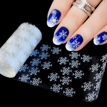 120x4 см Рождественский узор для ногтей Наклейка бумага Рождественская Снежинка Фольга для ногтей 3D Звезда лазерный блеск для ногтей переводная фольга s