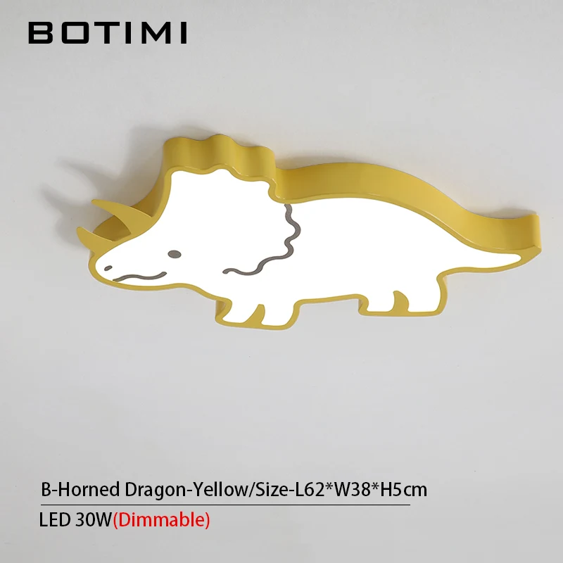 B-Yellow-Dimmable Светодиодный потолочный светильник для детской спальни с изображением BOTIMI из мультфильма, современный желтый металлический потолочный светильник для мальчиков - Цвет корпуса: B-Yellow-Dimmable