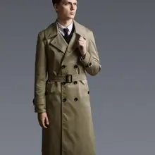 Дешево! Мужские тренчи, мужские Удлиненные Пальто, Мужская одежда, весенне-осеннее приталенное пальто с длинным рукавом, новинка года