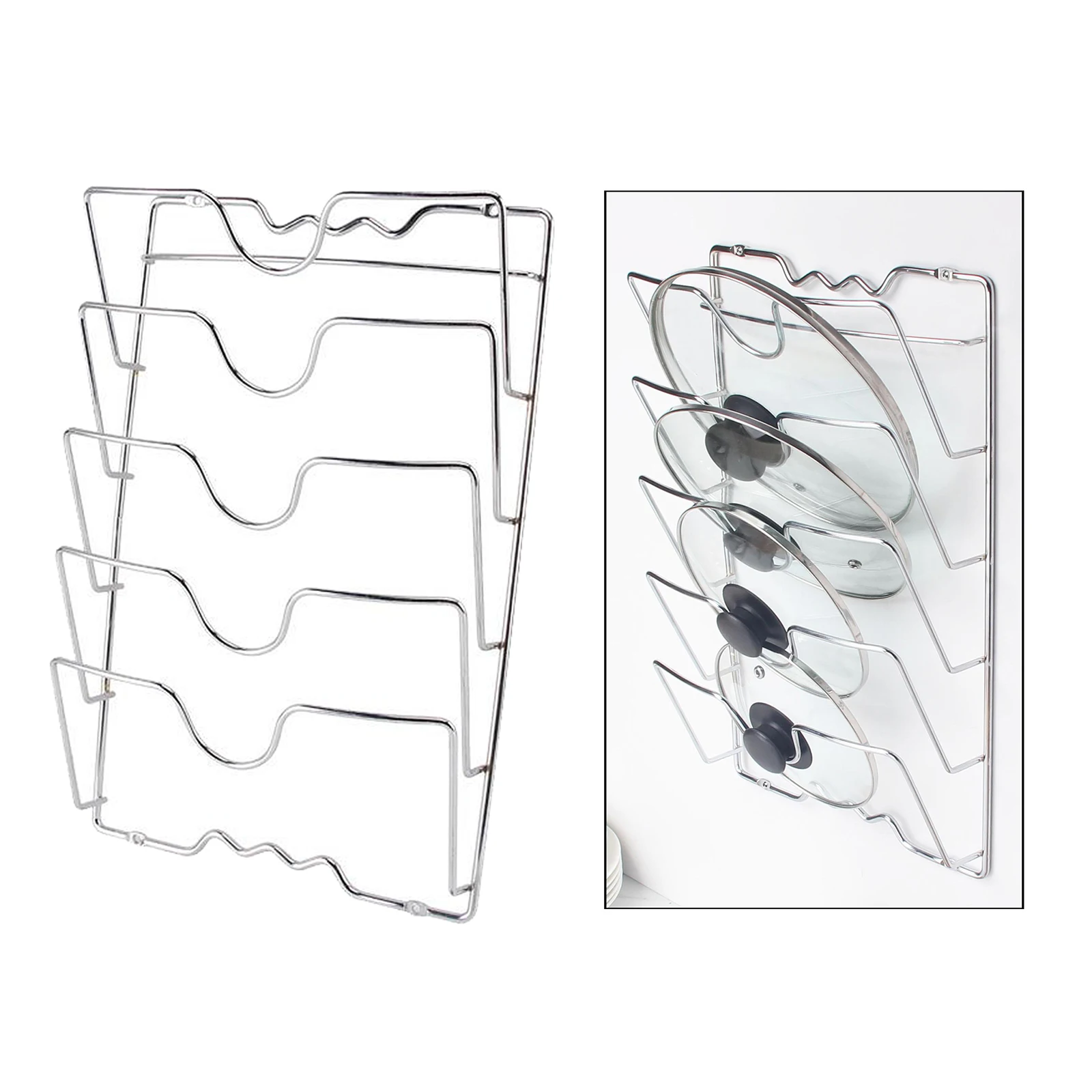 Iron 5 Layer Pan Lid Holder Storage Rack Pot Cover Organizer Door Kitchen