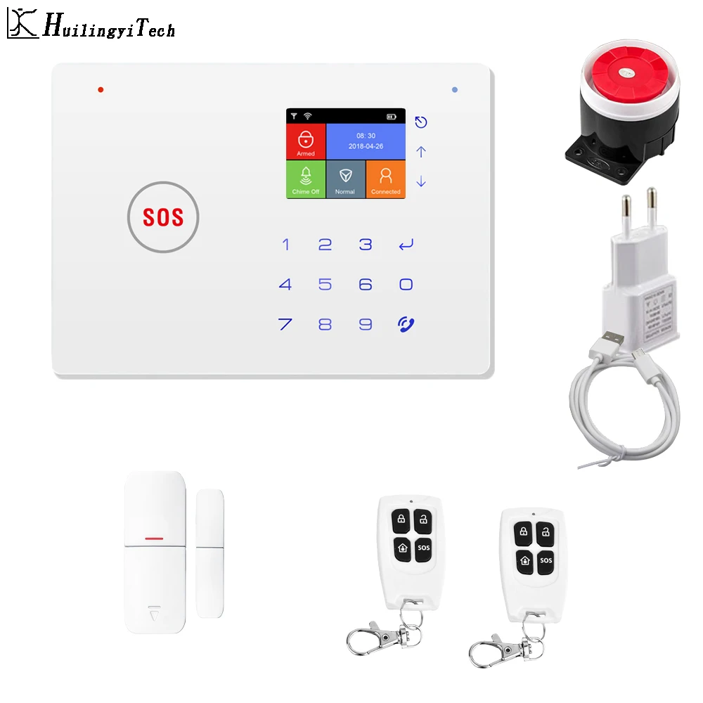 DY-G66W-1d HuilingyiTech WiFi+ GSM приложение управление домашней охранной сигнализации с датчиком движения дверная сигнализация Солнечная сигнализация на входе - Цвет: DY-G66W-1d