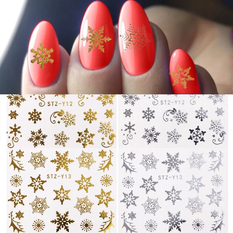 16 шт./компл. дизайн ногтей, наклейки на ногти, 3D снежинки снеговик лося зимняя, украшение для ногтей, инструменты для маникюра, ползунки