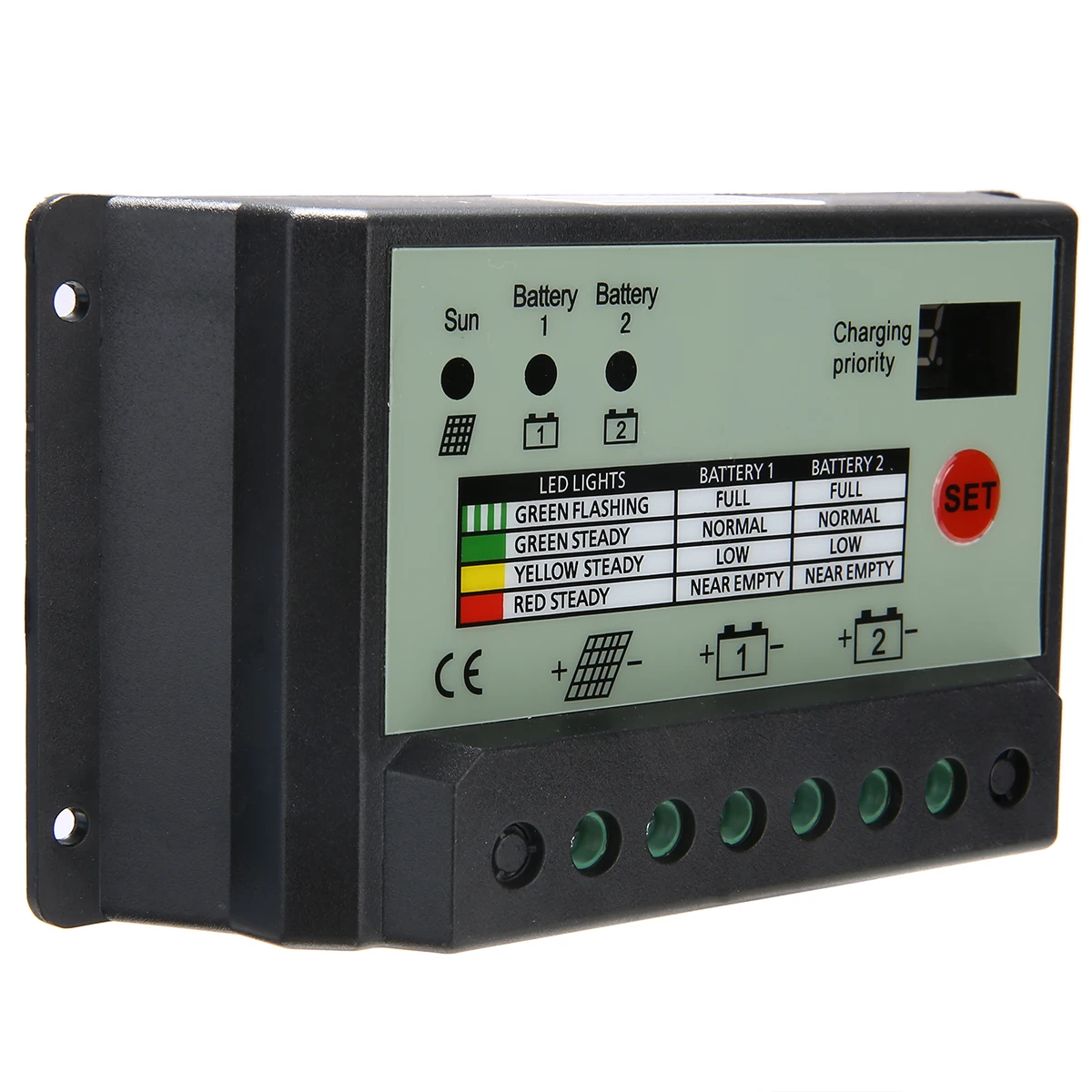 1pcs 20A Dual Battery Solar Charge Controller Regulator Solar Power Controllers 12V or 24V Batteries