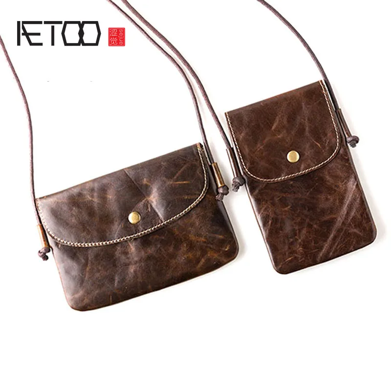

AETOO Ladies mobile phone small bag student casual retro small bag portable new leather shoulder bag
