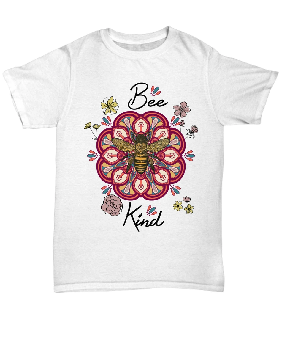 Bee Kind Flower Hippie T-Shirt Peace Love Life Be World Tee Gift Men Women Summer O Neck Tops Shirt | Мужская одежда