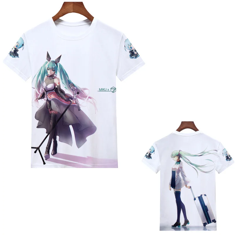 Hatsune футболка Miku 3D печатная Футболка косплей костюм Мужской Женский Повседневная футболка с коротким рукавом футболки - Цвет: 2