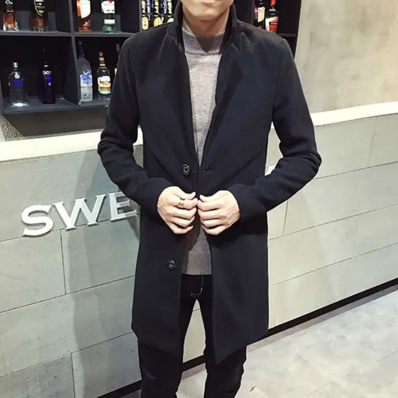 

2019 new winter wool coat men's long section wool coat solid color men's color fashion vest / jacket men's jacket M-4XL