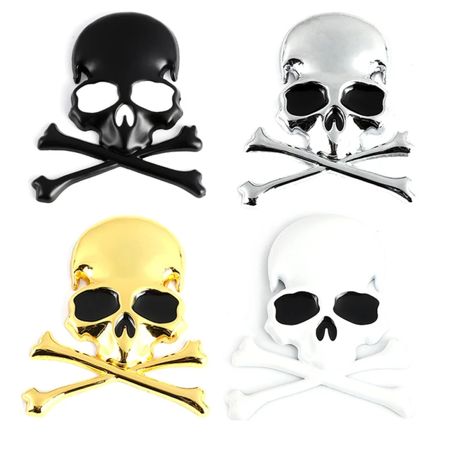 3d Metal Skull Head Car Stickers Emblem Badge Decals For Bmw Audi