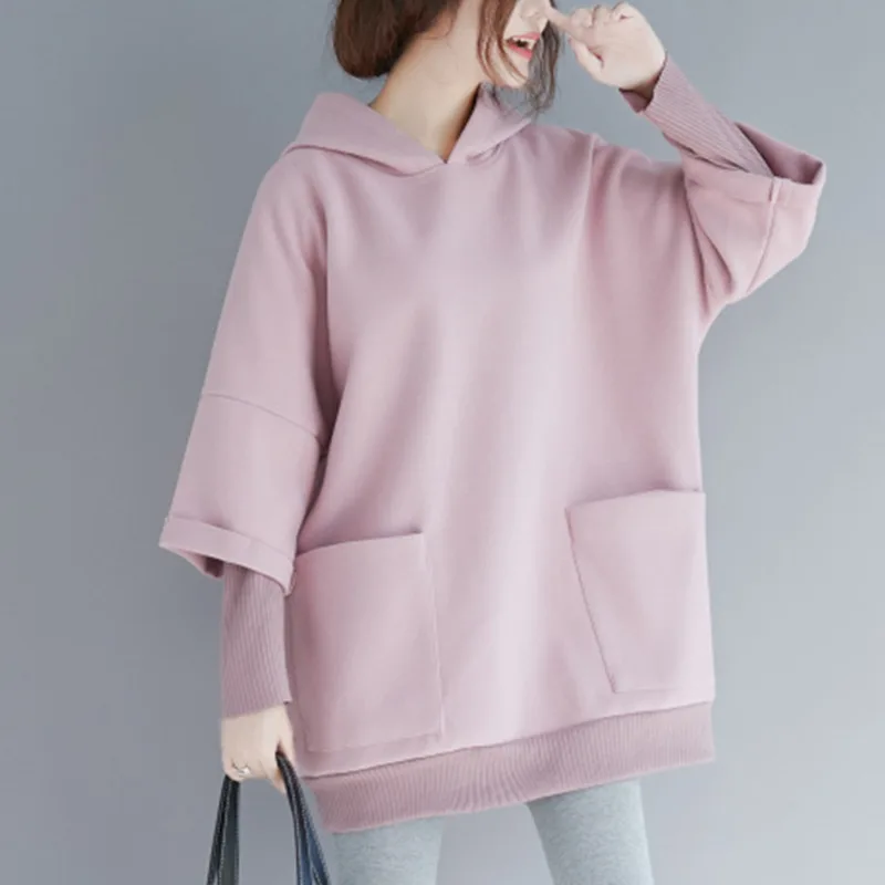 

Hoodies Women Coats Sweatshirt Ladies Long Sleeve Patchwork Faux Tow Clothes 2021 Autumn Winter Loose Female Pullover Moletom