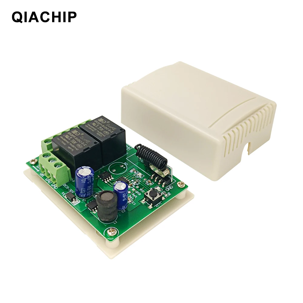 QIACHIP 433Mhz DC 6V 12V 24V 2CH RF релейный модуль приемника Универсальный беспроводной пульт