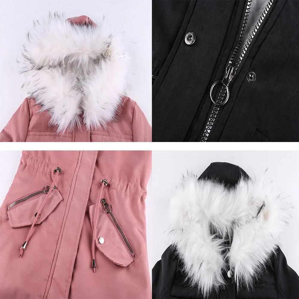 Women Jacket Long Overcoats Winter Warm Thick Female Casual Military Fur Tops Jackets Coats Dropshipping