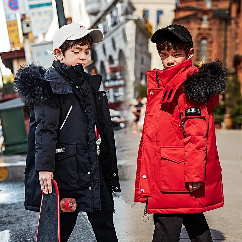 

children's winter down jackets for boys Boy Winter Down Jacket Clothing Warm Parkas Kids Winter Clothing Hooded Jackets