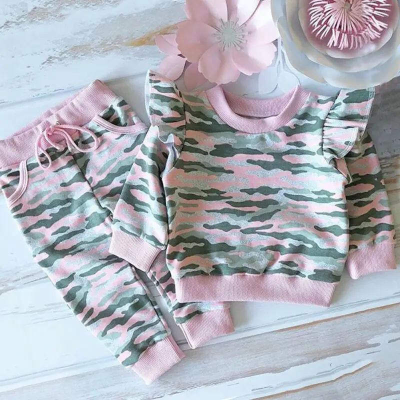 Imcute/комплект камуфляжной одежды для маленьких девочек, толстовка+ штаны, детский Камуфляжный пуловер, набор для бегунов, комплекты с свитером, спортивный костюм для маленьких мальчиков, одежда