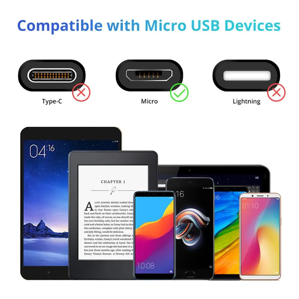 FONKEN Micro USB Cable Charging for Phone 1m 2m Micro Cable Supercharge for redmi note 6 Fast Charger Mobile Android Data Cord