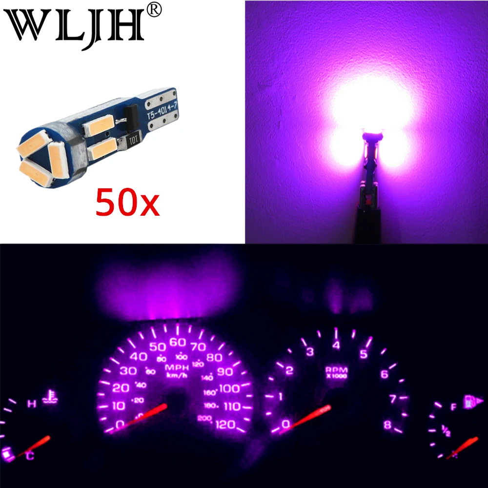 Розовый WLJH 50x супер яркий T5 стиль светодиодный без полярности 73 74 286 2721 сменный приборный панель кластер тире интерьерный светильник лампы 12 В - Испускаемый цвет: Розовый
