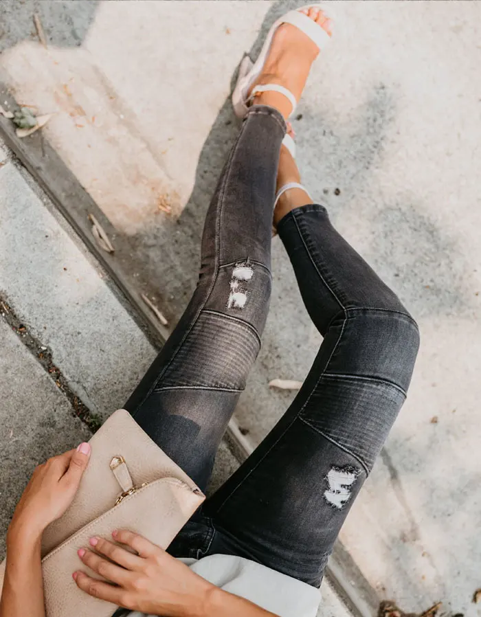 Цвет: черный, синий мотоциклетные байкерские ZipJeans Для женщин Тонкий Средний Высокая талия стрейч джинсовые узкие штаны Motor Jeans Для женщин джинсы Mujer