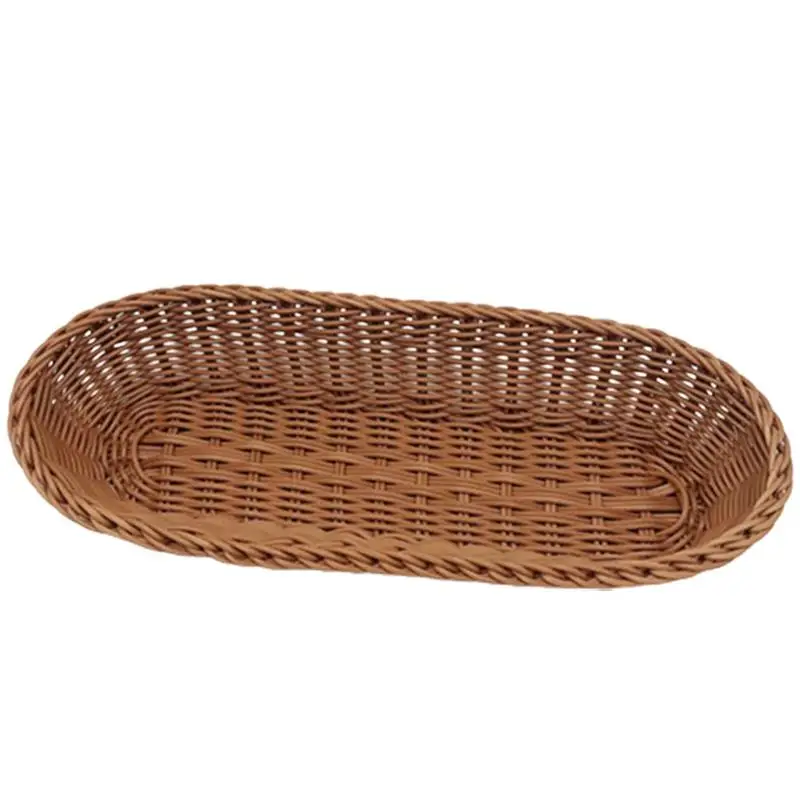 Bread Basket Plastic Rattan Woven Desktop Food Service Basket
