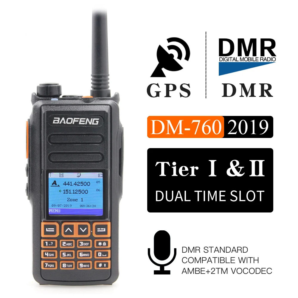 Новинка BaoFeng UHF VHF Dual Brand DMR DM 760 Tier 1 & 2 Time Slot цифровая/аналоговая рация с GPS uppgrade of
