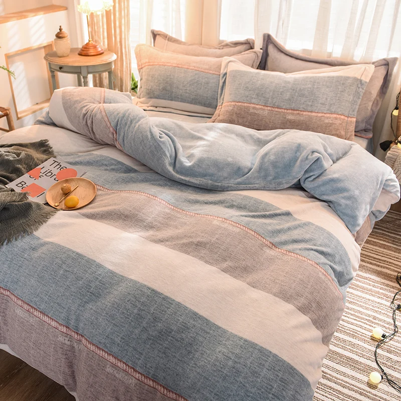 Thick Double Bedding Sets Fitted Sheet Winter Modern Luxury Double