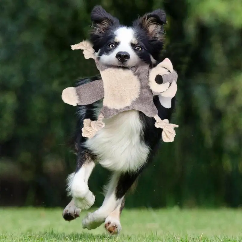 Cute Pet Soft Plush Toy Squirrel Fox Shaped Wear-resistant Dog Cat Chew Toy Non-toxic Squeeze Sounding Kitten Puppy Supplies