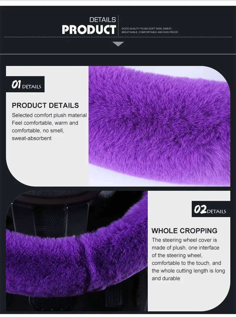 Winter Artificial Rabbit Hair Car Steering Wheel Cover Cute Warm Plush Car Handle Gear Set Lever Hand Brake Set Three-Piece