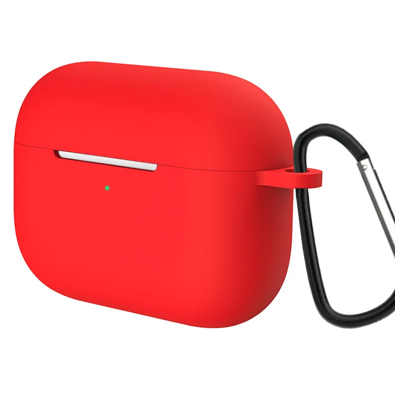 Красный Силиконовый чехол для AirPods Pro 3, чехол для зарядки, защитный ультра тонкий чехол для AirPods3, чехол для AirpodsPro с крючком для ключей - Цвет: Красный