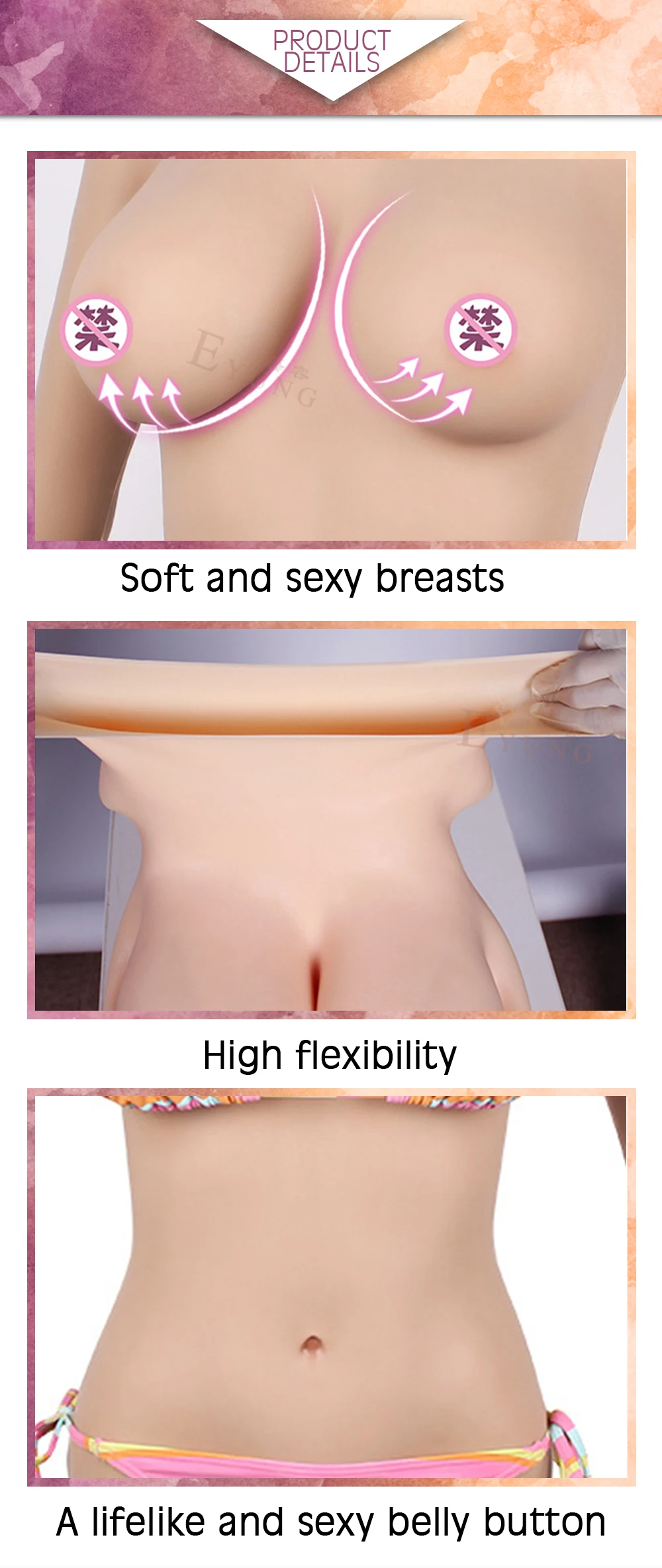Eyung Artificial Breast Forms Fake Silicone Boobs Vagina Breast Bodysuit  for Crossdresser Drag Queen Transgender Sissy Cosplay (3)