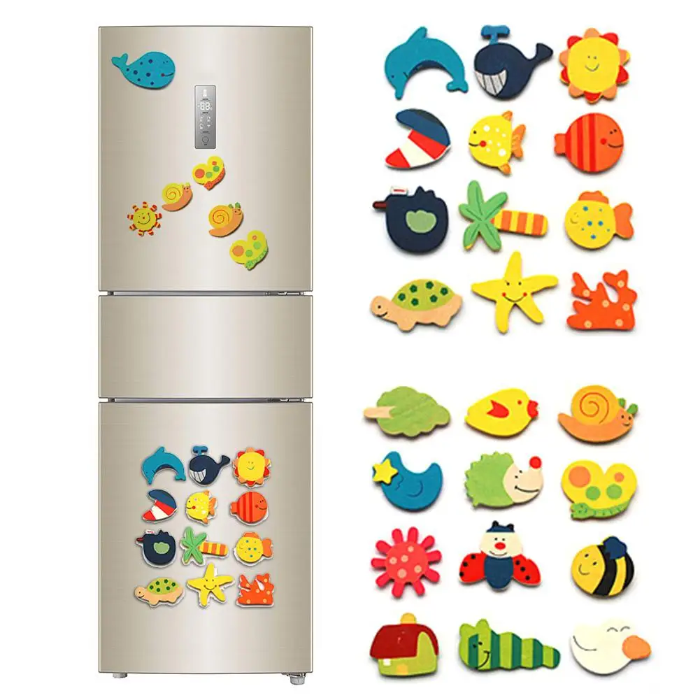 

12Pcs/Set Kids Baby Wooden Fridge Sticker Animals Magnetic Fridge Stickers Refrigerator Home Decoration Educational Toys
