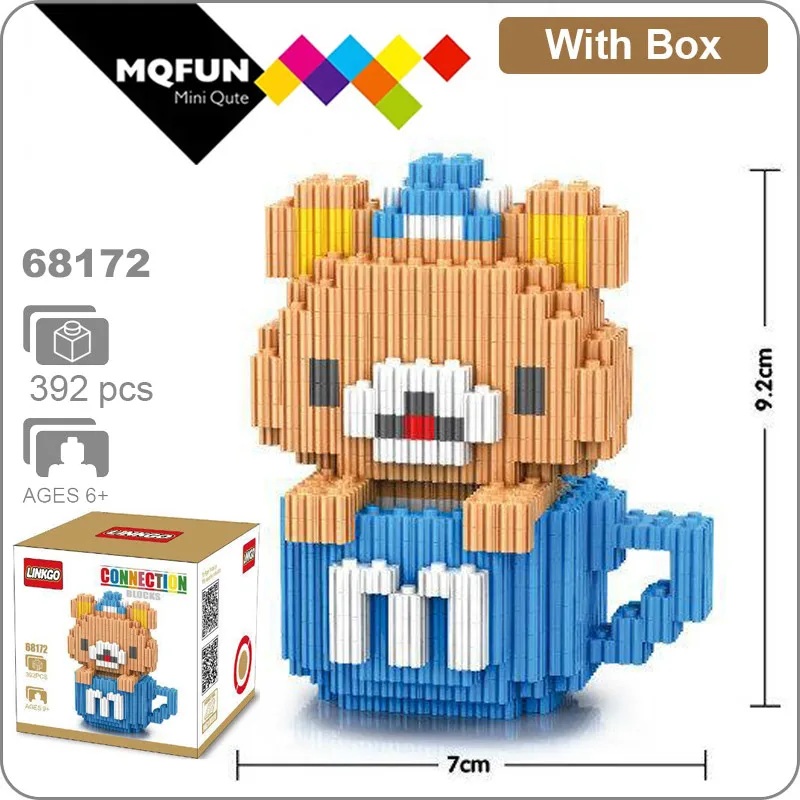 Linkgo, мультяшная чашка Микки, Минни Маус, мишка Rilakkuma, животные, мини блоки, Алмазные Кирпичи, сделай сам, мини-строительные детские развивающие игрушки - Цвет: 68172 With Box