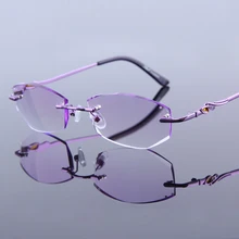 Модные женские стразы, без оправы, очки для чтения, фиолетовая оправа, очки для женщин, для чтения, роскошный бренд, очки для дальнозоркости, 069