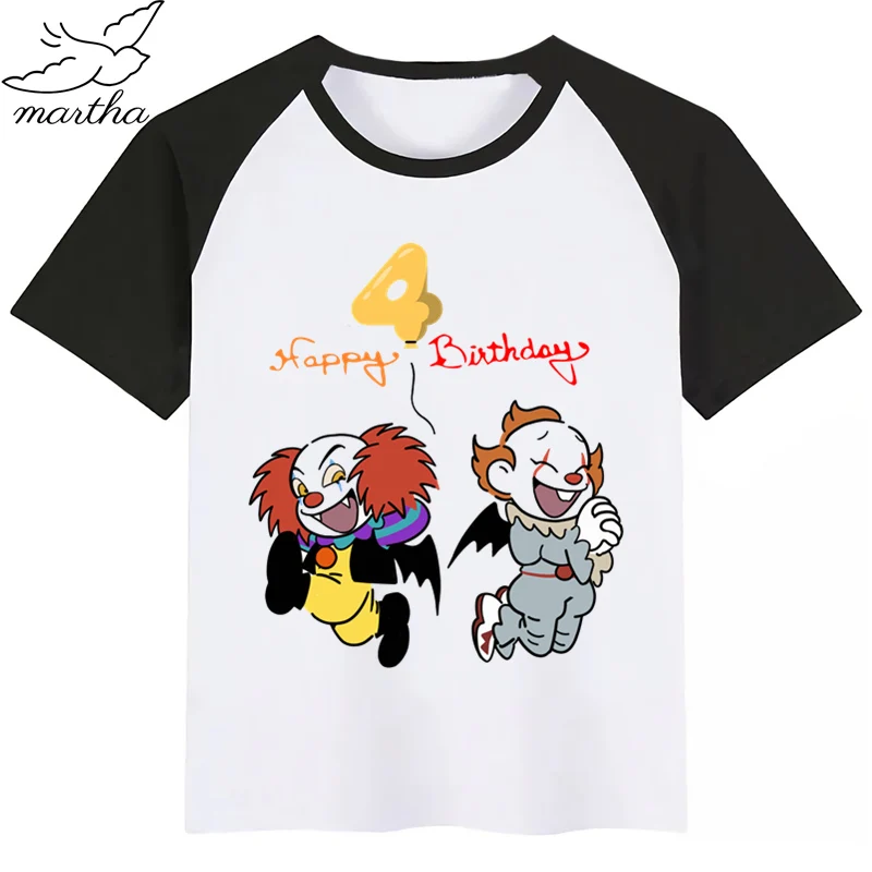 Футболка для мальчиков с надписью «It DIY Birthday Number»; детская одежда с принтом «It Joker»; топы для мальчиков; детская одежда; футболки для вечеринок