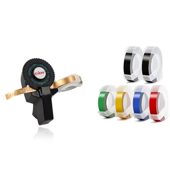 

HOT-CiDY Black Embossing Label Maker C101 Mini DIY Manual Typewriter Fit for 9mm Label Tape with 5 Roll Label Tape Replace for M