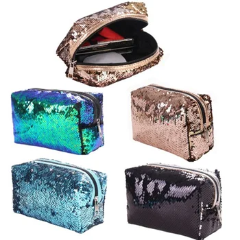 

Large Sequins Women Cosmetic Cases Zipper Portable Shining Travel Makeup Bag Storage Organizer Lady Girls Toiletry Kits