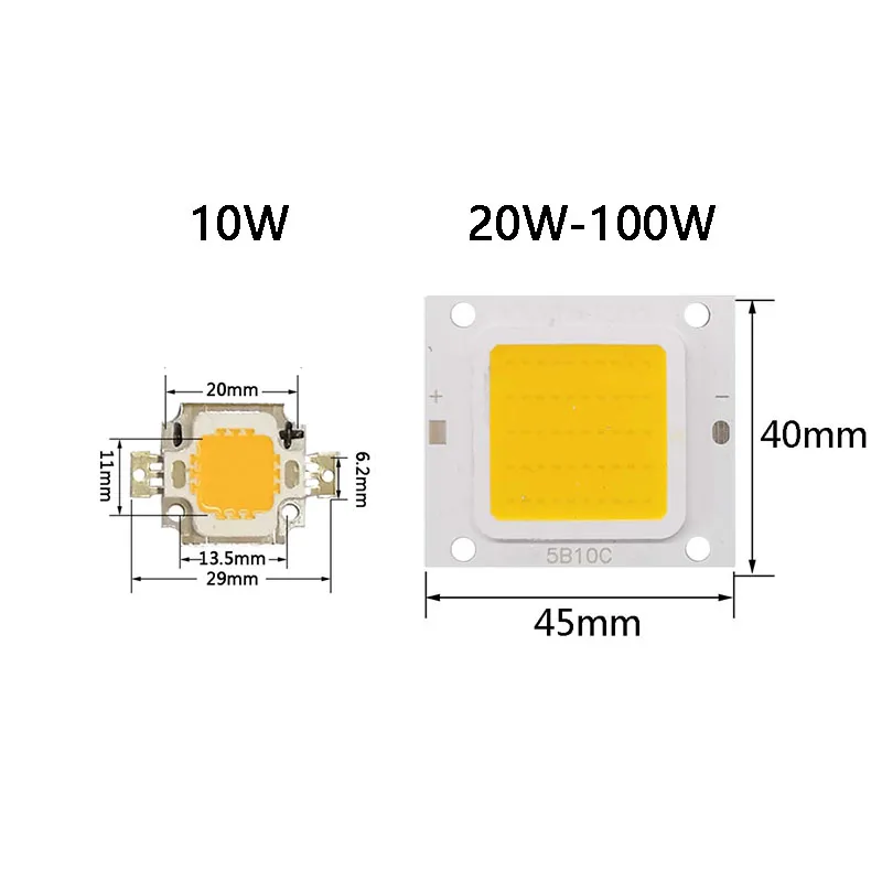 10 PCS 10W/100W Watts High Power SMD LED Chip Flood Light Bead Lamp Warm White 