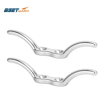 

2PCS stainless steel 316 Flagpole Cleat Hook Fixed Hook Flag Rope Cleat Flag Halyard Boat Securing Tie Down DocksTarps Awnings