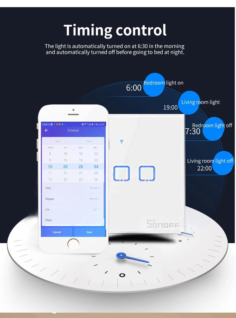 SONOFFSONOFF T0 TX умные WiFi умные переключатели с 3 бандами беспроводной Wifi переключатель для Alexa Google Home умный дом