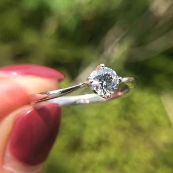 

Hot Selling 925 Sterling Silver Ring for women classic Sparkling 4.5MM AAAAA Zircon rings Engagement party Jewelry gifts bague