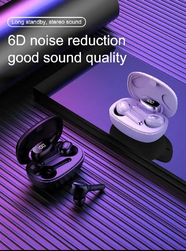 

Erilles Bluetooth Earphone Earbuds Wireless Stereo Sound Earphones Sports Translator Headset Noise Reduction with Charging Box