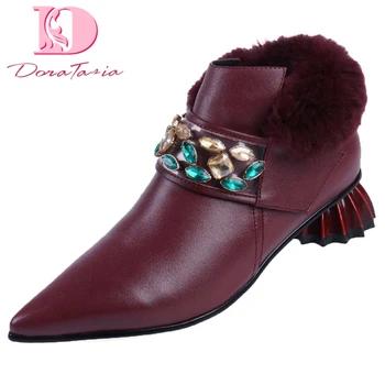 

Doratasia New Fashion Cow Leather 2020 Pointed Toe Ankle Boots Woman Shoes Strange Style Autumn Winter Shoes Women Boots