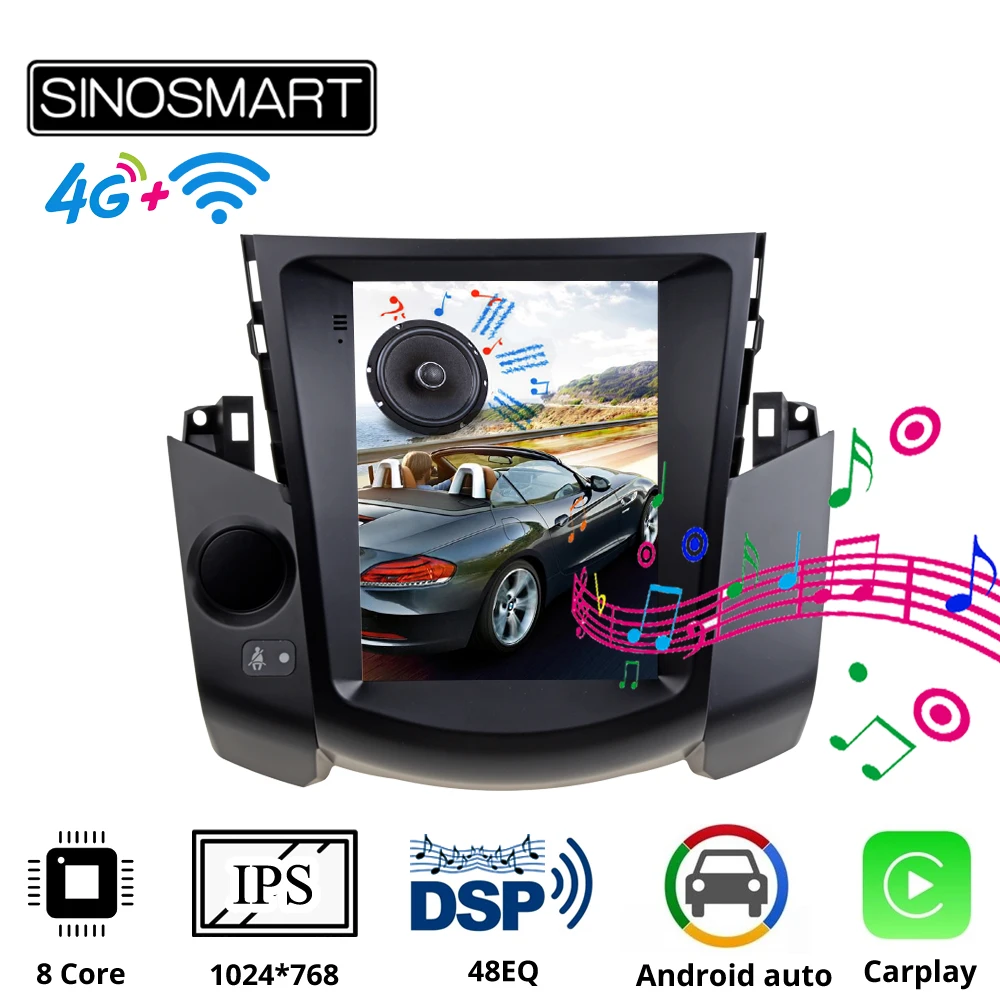 Sinosmart Tesla стиль Автомобильный GPS плеер для Toyota RAV4 2006-2011 поддержка OEM JBL 8 Core DSP 48EQ |