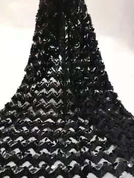 

Nigeria lace 2019 high-quality African gauze lace fabrics and 3D tassel sequins French mesh lace wedding dress new YYZ0